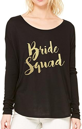 Bride Squad Bridal Shower Long Sleeve Womens Shirt Black M