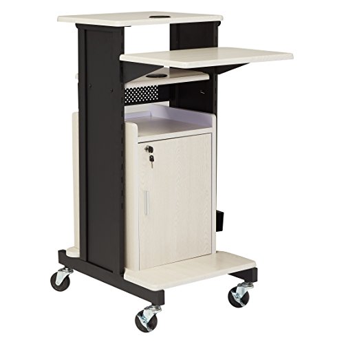 Oklahoma Sound PRC-250 Deluxe Presentation Cart, 30" Length x 18" Width x 40.5" Height, Ivory Woodgrain - Thumbnail 7