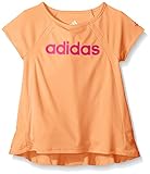 adidas Little Girls' Toddler Short Sleeve Tee with Ruffle, Light Orange, 2T