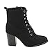 Beston GF08 Women's Lace Up Side Zip Block High Heel Combat Ankle Booties