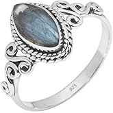 Rubicrafts Gemstone Ring 925 Sterling Silver Statement Ring For Women and Girls Handmade Rings Natural Gemstone Ring Promise Ring For Christmas Gift For Her