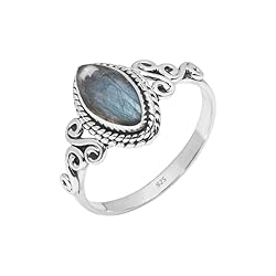 Labradorite Stone Ring 925 Sterling Silver