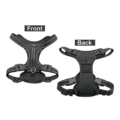 Dog Harness No Pull Dog Vest with Leash Adjustable & Reflective Pet Vest Harnesses and Leash Easy Control for Small Medium Large Dogs (Medium, Black)