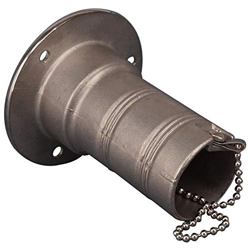 VIGORWORK 1.5inch Silver 316 Stainless Steel Boat Marine Deck Fuel Tank Filler with Pull Out Lug Fit for 38mm Fuel Hose