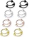 Ftovosyo Non-Piercing Nipplerings for Women Adjustable Fake Nipple Rings Piercings Stainless Steel Faux Nipple Jewelry 8PCS Silver-Tone Black Rose Gold