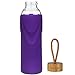ORIGIN - Best BPA-Free Glass Water Bottle With Protective Silicone Sleeve and Bamboo Lid - Dishwasher Safe – 32 Ounce (Ultra Violet)