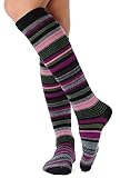 Womens Stripe Knee Socks Cashmere Blend 7 Color Options