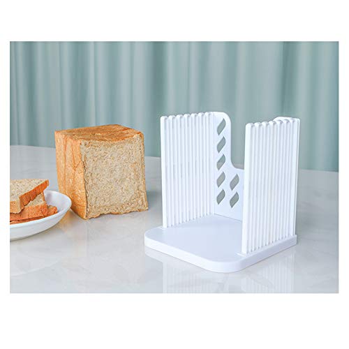 FayTun Bread Slicer Toast Cutting Guide Bagel Loaf Slicer Cutter Mold Sandwich Maker Toast Slicing Machine Foldable Adjustable & Customizable with 4 Slice Thicknesses (White)