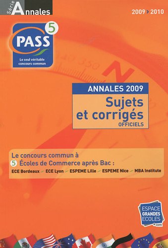 Concours PASS, annales du concours 2009