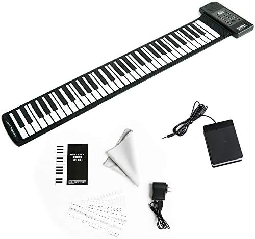 カリーナ ロールアップキーボードピアノ 61鍵 128種類音色 128種リズム 45デモ曲 イヤホン スピーカー対応 初心者向 日本語 英語説明書 音符シール ピアノクロス付属 日本語説明書 ブランド商標登録済 Pl保険加入済み