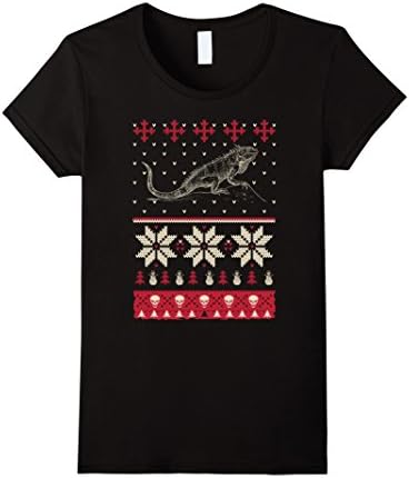 Womens Christmas Shirt For Iguana Lover Small Black