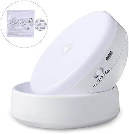 Night Light for Kids Rechargeable Baby Bedside Lamp Lighting on Staircase Motion Sensor Wall Light 360° Rotating Portable Battery Operated Lights for Reading Automatic Security Lights