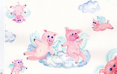 Flying Pigs watercolor painting original - pigs with wings- flying pigs bouncing on clouds watercolor, whimsical when pigs fly, 7 x 10