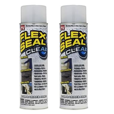Flex Seal, 14 oz, 2-Pack, Clear, Stop Leaks Instantly, Transparent Waterproof Rubber Spray On Sealant Coating, Perfect for Gutters, Wood, RV, Campers, Roof Repair, Skylights, Windows, and More