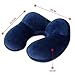 Travel Pillow, JXZH U-Shaped Inflatable Travel Neck Velvet Pillow with Ear Plugs, Eye Mask and Carrying Bag for Airplane or Commute Transportation, Blue