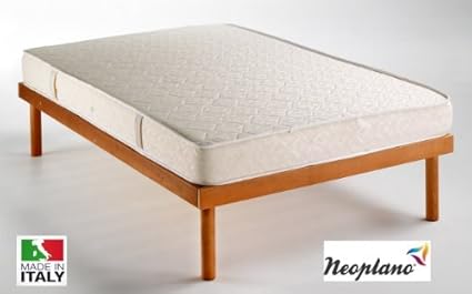 Neoplano Materasso Una Piazza E Mezza Con Rete A Doghe In Legno E Cuscino 120 X 190 Cm Kit Letto
