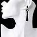 Generous Big Long Drop Earrings AAA Zircon Flower Dangle Beaded Stud Tassel Earring (Black)