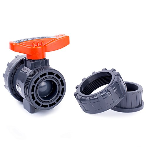 HYDROSEAL Kaplan PVC 1 1/2" True Union Ball Valve with Full Port, ASTM
