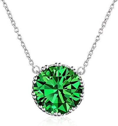 Beyond Love 2.25 Ct Round Cut Emerald Cubic Zirconia CZ Solitaire Pendant Necklace for Women(16"+2" Ext.)