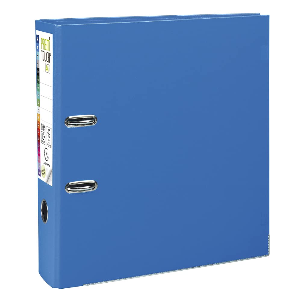Exacompta - Ref 53342E - Prem'Touch PP Lever Arch File - 320 x 300mm in Size, 2 Rings, Can Hold A4+ Documents, 80mm Spine, 80mm Rings, FSC-Certified - Blue Cover — image 1