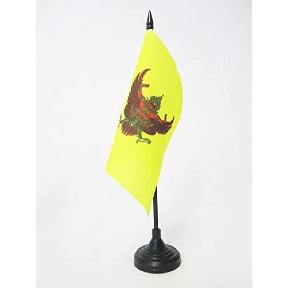 AZ FLAG Royal Standard of Thailand Table Flag 5'' x 5'' - Thai Kingdom Office Decoration 100% Polyester 15 x 15 cm - Mini Desk Flag with Pole and Black Plastic Base