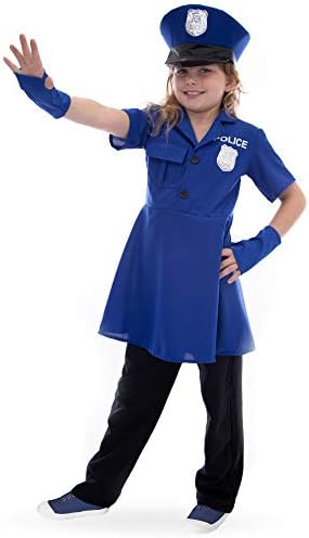 Proud Police Officer Children's Halloween Costume | Policewoman Dress Up, XL Blue
