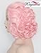 K'ryssma Baby Pink Lace Front Wigs Short Bob Wig For Women Glueless Curly Wavy Synthetic Wigs For Cosplay Party Heat Resistant 12 inches