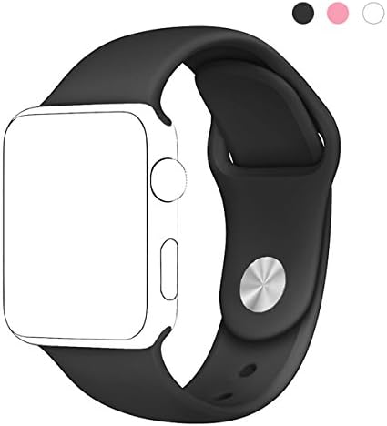Nicwea Soft Silicone Replacement Sport iWatch Strap for Smart Watch Series 3/2/1 Sport & Edition (42mm Black)