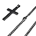 FUNRUN Stainless Steel Black Cross Pendant Necklace Womens Mens,Black Chain 24''