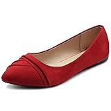 Ollio Women's Shoe Ballet Dress Faux Suede Pleated Pointed Toe Flat