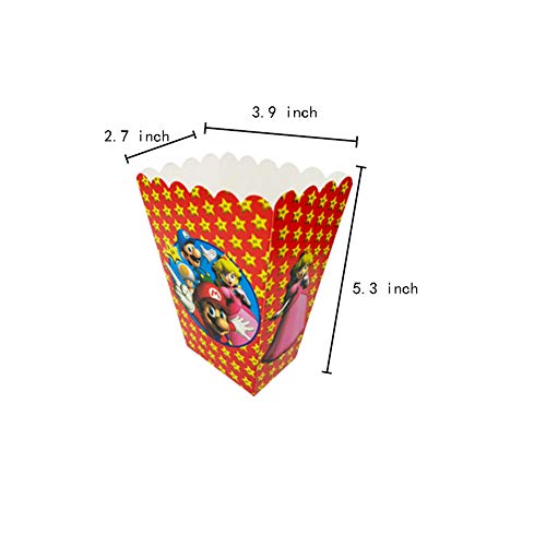 30 Pcs Super Mario Party Popcorn Boxes, Super Mario Party Supplies