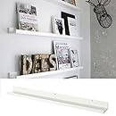 Wallniture Denver Modern Design Floating Picture Display Ledge Wall Mount Shelf 46 Inches White
