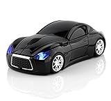 CHUYI Wireless Sport Car Shaped Mouse 1600DPI 3 Button Optical Mouse Ergonomic Mice with USB Receiver for PC Computer Laptop Gift (Black)