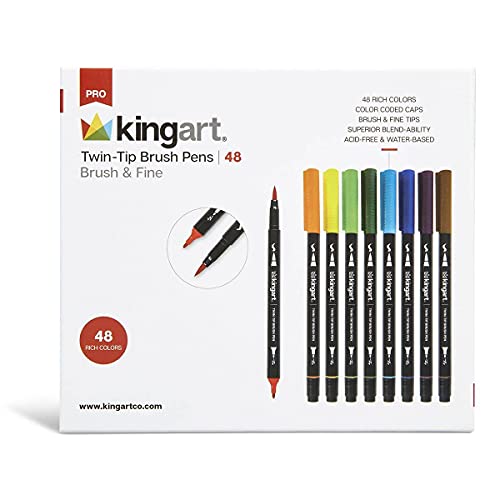 kingart dual tip brush pens 48