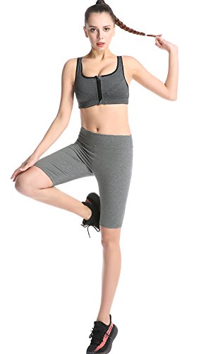 ABUSA Women's Cotton Workout Bike Yoga Shorts - Tummy Control S Gray - Thumbnail 3