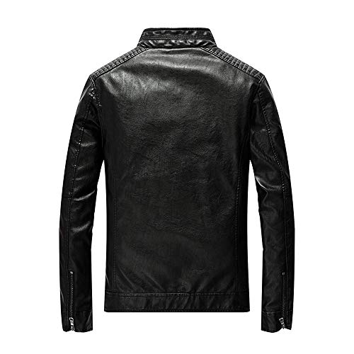 Clearance Sale! Caopixx Jackets for Men's Casual Stand Collar Slim Leather Sleeve Bomber Outerwear Coat
