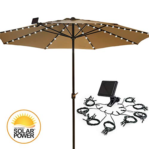 Umbrella Solar String Lights - Cool White - 72 total LEDs, 8 strings, 9 LEDs per string - Thumbnail 5