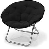 Mainstays Large Microsuede Saucer Chair | Easily Folds for Storing or Transporting (Black)