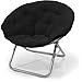 Mainstays Large Microsuede Saucer Chair | Easily Folds for Storing or Transporting (Black)