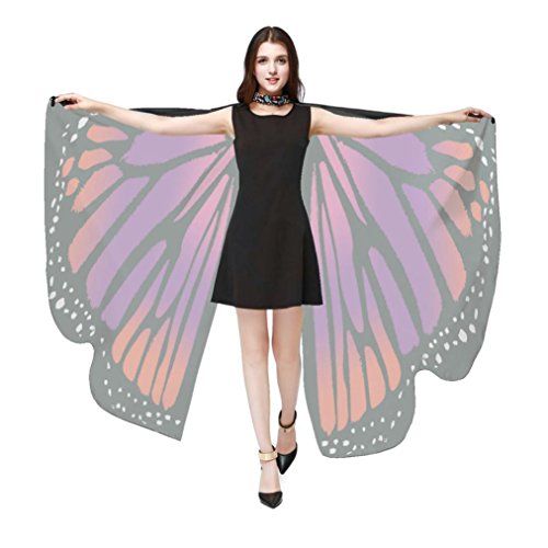 Monarch Butterfly Wings,Kemilove Prop Soft Fabric Butterfly Wings Shawl Fairy Ladies Nymph Pixie Costume Accessory (Women,168135CM, B - Red)