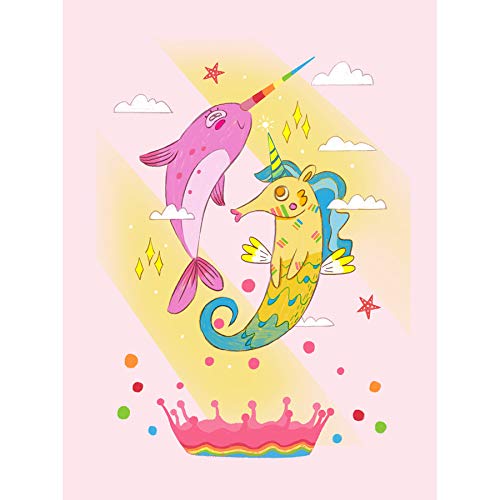 Wee Blue Coo Unicorn Seahorse Narwhal Magic Art Print Canvas Premium Wall Decor Poster