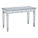 Furniture HotSpot Mirrored Writing Desk - Silver Mirror Vanity Table with Two Drawers - Glam Design