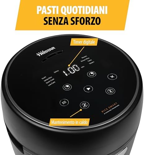 Cuociriso Digitale con Funzione Low Carb, 8 Programmi Automatici, Capacità 0,6 L di Riso, Pannello Digitale, Facile da Pulire, RK-6238
