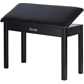 ROZTH Solid Wood Duet Piano Bench with Storage, Piano Stool with Padded Cushion, Keyboard Bench with Bookcase, Piano Chair and Piano Seat. High-Density Sponges.