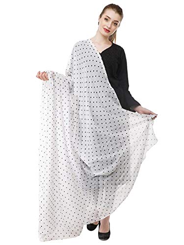small polka on white print cotton 2.5 mtr. dupatta
