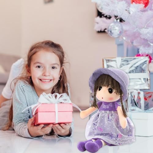 Sweetheart Soft Baby Doll Girl, Plush Stuffed Toy with Hat Skirt Plush Toy Baby Girls Sleeping Partner Doll Birthday Gift, 45cm