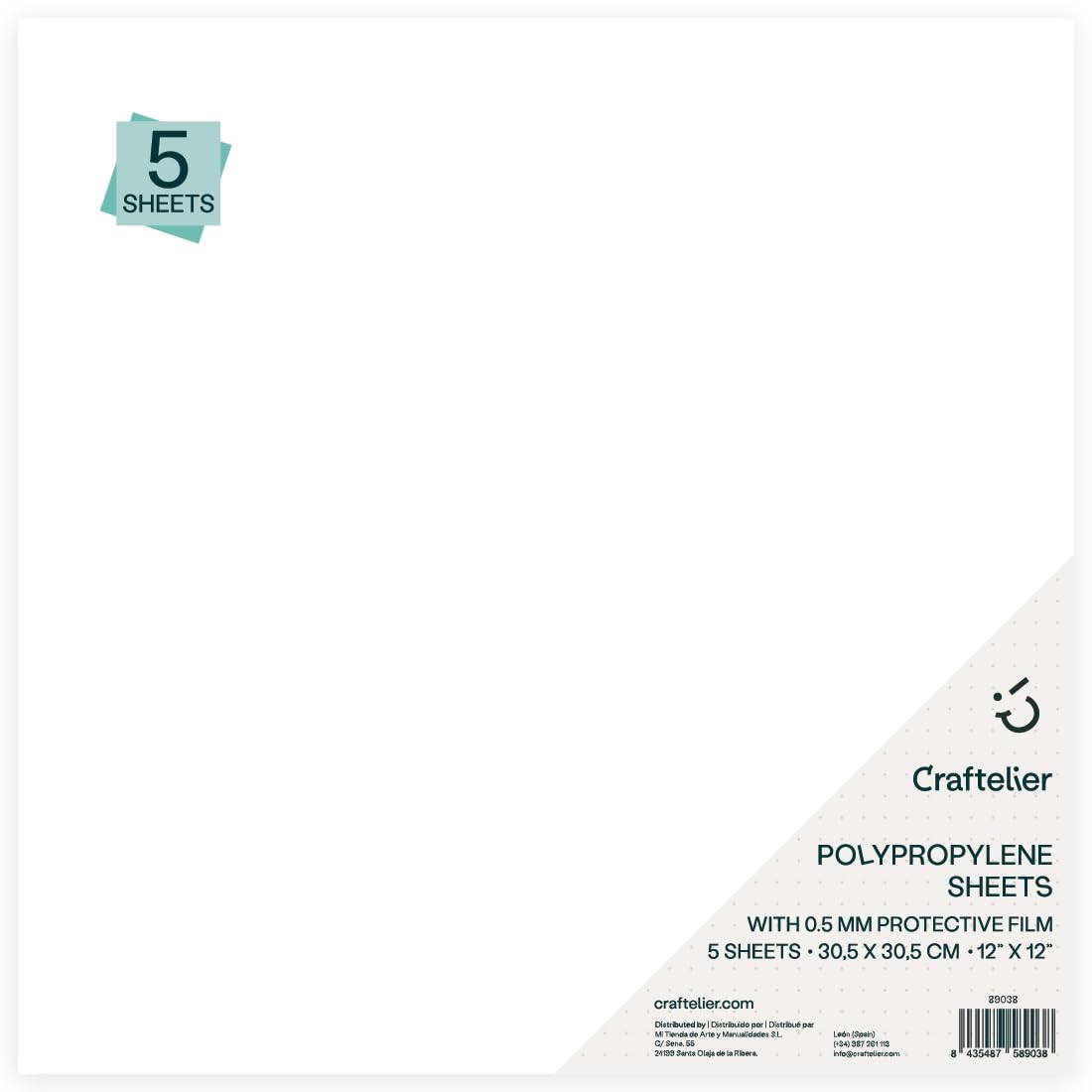 Craftelier - Set of 5 Translucent and Heavy Duty Polypropylene Sheets | Covers Planners, Agendas, Albums or Dividers | Frosted Effect with Protective Film | Size: 30.5 x 30.5 cm (12" x 12")