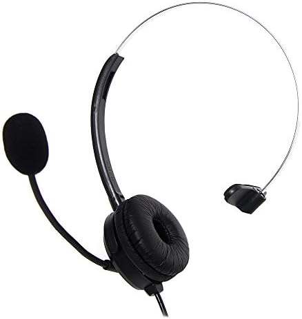 Caroo 4-pin RJ9 Headset Hands-free Call Center Desk Telephone Monaural Mic Mircrophone Black
