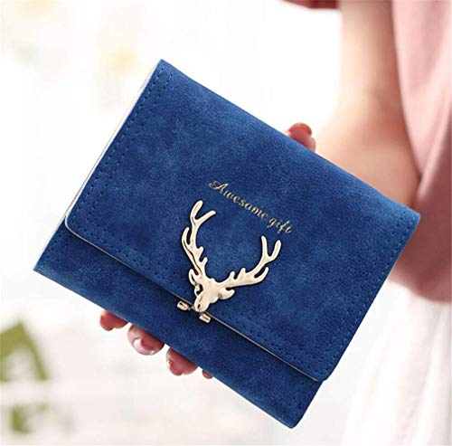 Clutch Bag Wallets Women Scrub Short Section Fashion Soft Large Capcity Simple Plaid Long Purse Muti -fold Clutch Blue Pink Beige Red Gray Black Dinner Purse (Color : Blue)
