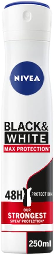 NIVEA Black White Max Protection Antiperspirant Spray Women 200ml Anti-Stain 0%